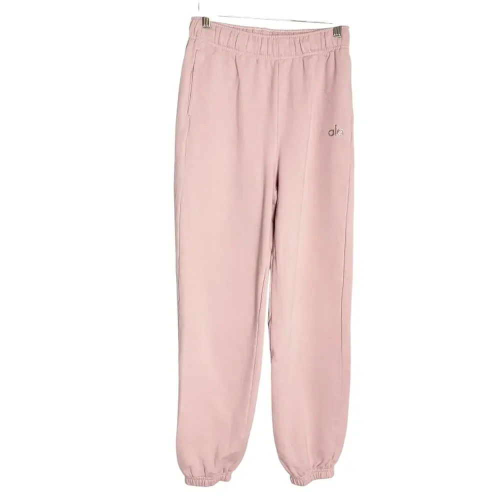 Alo Yoga Accolade Vintage Pink 2 Piece Sweatpants Crew Sweatshirt Set S